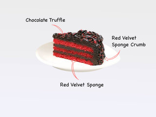 Sliced View of Red Velvet Chocolate Cake with ingredients